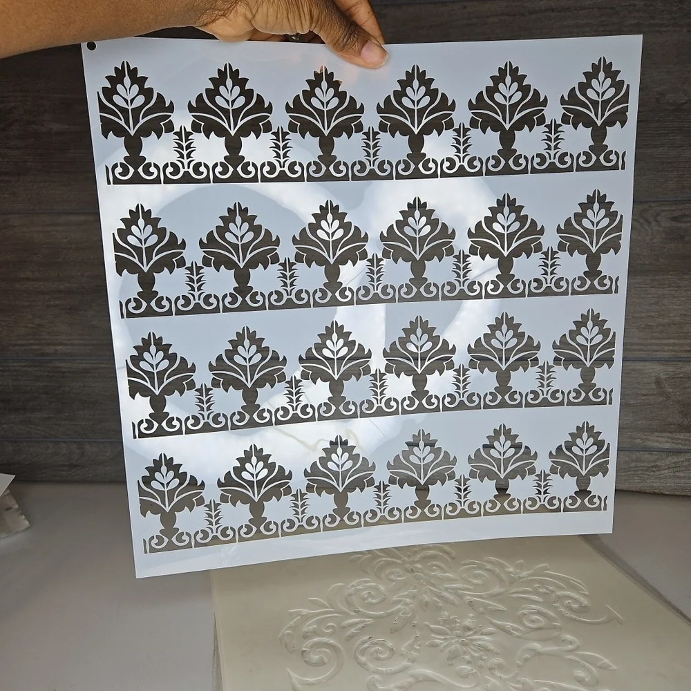 Elegant White Wall Stencil Decor Large Pieces 9set